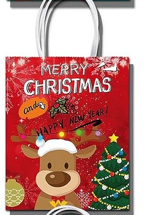 Christmas Gift Bag with Handles Reindeer Design RRP 69p CLEARANCE XL 50p