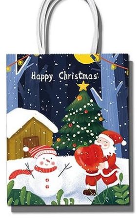Christmas Gift Bag with Handles Santa & Snowman Design RRP 69p CLEARANCE XL 50p
