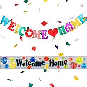 Deidentified 2 Pieces Welcome Home Banner Welcome Home Glitter Banner RRP £7.59 CLEARANCE XL £4.99