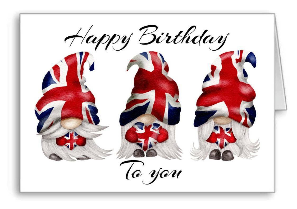 Gonk Gnome Union Jack Happy Birthday To You Card RRP £3.25 CLEARANCE XL £1.99