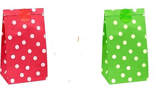 Deidentified 10 Paper Party Bags (5 Red 5 Green) with 48 Stickers RRP £2.99 CLEARANCE XL £1.99