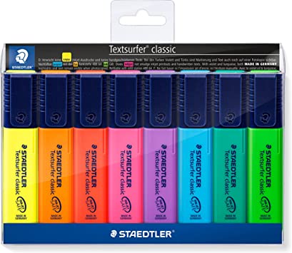 STAEDTLER 364 WP8 Textsurfer Classic Highlighter Pen - Assorted Colours 8 Pack RRP £7.99 CLEARANCE XL £5.99