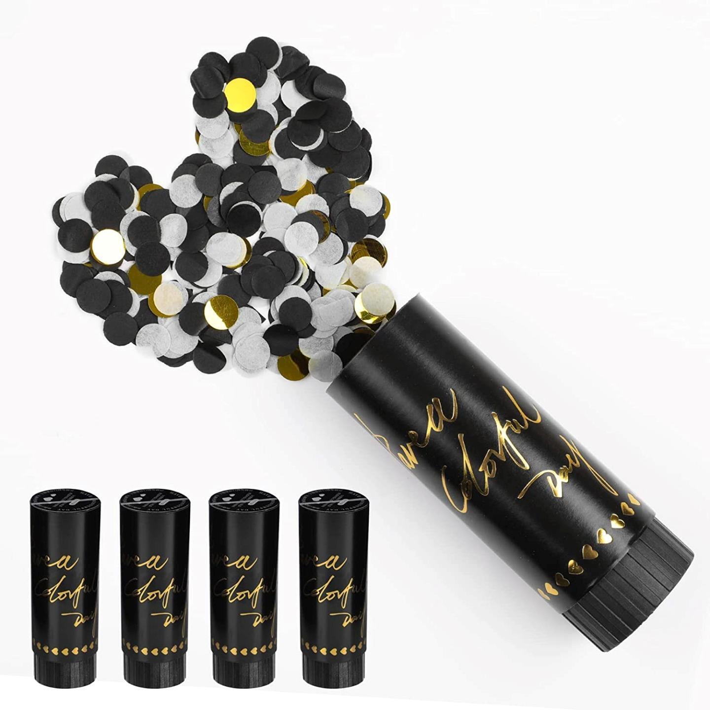 Best Wishes To You 4 Piece Party Black Confetti Cannons RRP £5.50 CLEARANCE XL £3.99