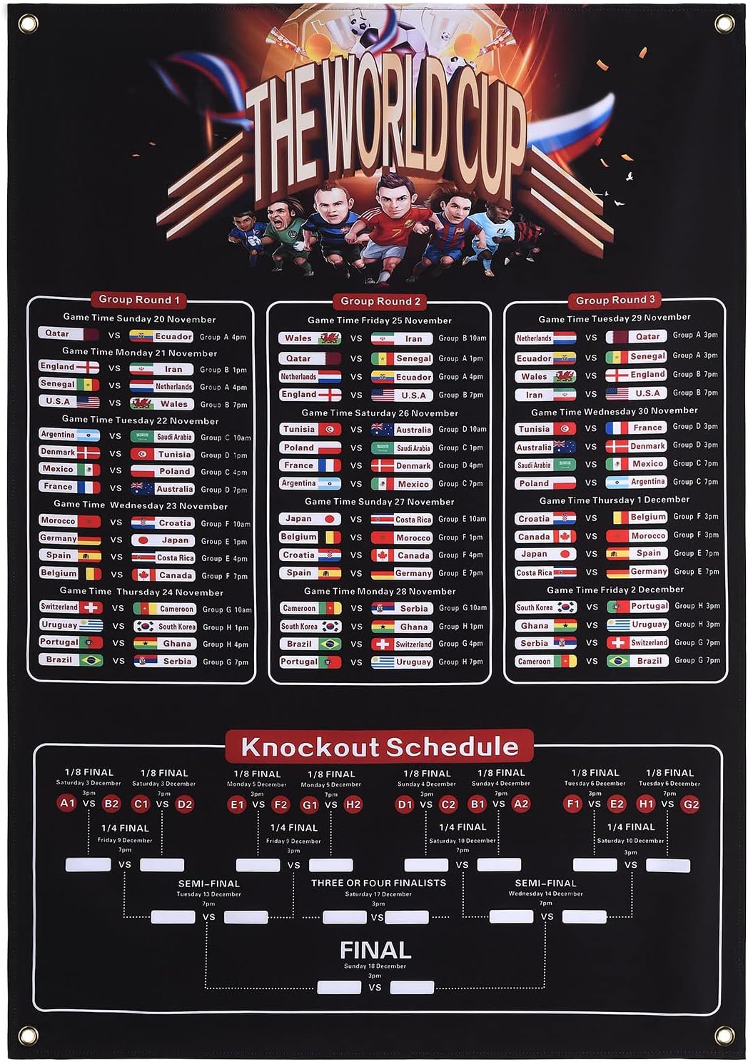 Comanlai World Cup Poster 2022 Quatar World Cup Wall Chart RRP £9.99 CLEARANCE XL £6.99