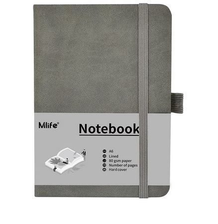 Mlife A6 Grey Notebook 200 Pages 3.9 x 5.5 Inches. RRP £3.99 CLEARANCE XL £2.99