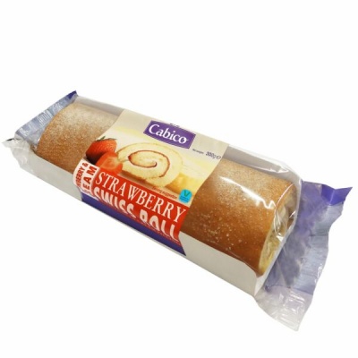 Cabico Strawberry Swiss Roll With Vanilla Cream Filling 300g (Jan - Oct 23) RRP £1.50 CLEARANCE XL 89p or 2 for £1.50
