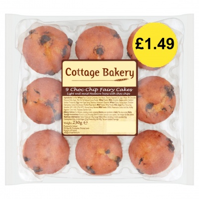 Cottage Bakery 9 Choc Chip Fairy Cakes 230g  (Jan - Aug 23) RRP 1.49 CLEARANCE XL 89p or 2 for 1.50