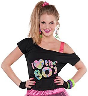 Amscan Women's I Love The 80's Black T-shirt UK Size 18/20 RRP  CLEARANCE XL