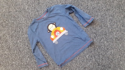 PRELOVED Next Navy T-Shirt W/ Bear In Racecar 1.5-2Yrs (86-92cm) RRP 4.99 CLEARANCE XL 2.49