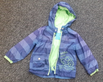 PRELOVED Bluezoo Blue Coat w/ ''Vroom Vroom'' Car Design 3-4Yrs (98-104cm) RRP 14 CLEARANCE XL 3.49